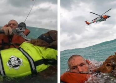 Salvan a hombre y su perro del mar durante paso de Helene en EU