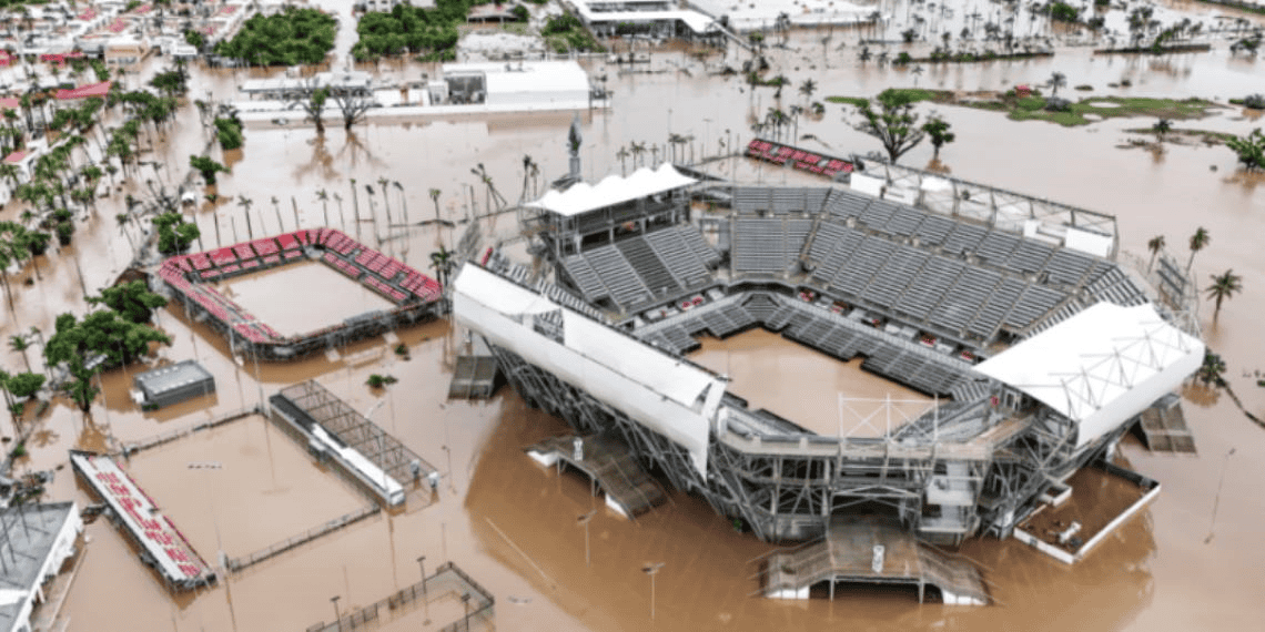 ¿Abierto Mexicano de Tenis en peligro? Arena GNP bajo el agua tras huracán John, como todo Acapulco