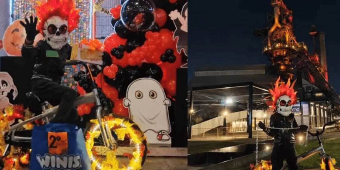 Niño se viraliza por increíble disfraz de Ghost Rider en Monterrey | FOTOS