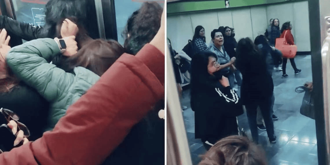 Pasajeras del Metro impiden que mujer baje la palanca de emergencia tras pelea en plena hora pico