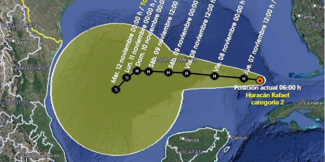 ¿Tocará tierra? Huracán 'Rafael' cambia de trayectoria y ahora se dirige a costas de México
